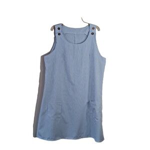 Shein Curve‎ 4xl ladies sleeveless White & Blue striped dress Front Pockets